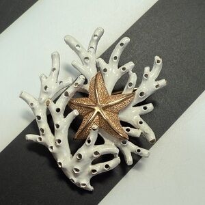 Vintage Oceanic Starfish Coral Brooch